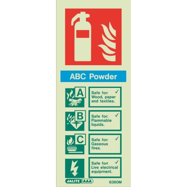 Photoluminescent Powder Extinguisher ID Signs Photoluminescent Powder Extinguisher ID Signs