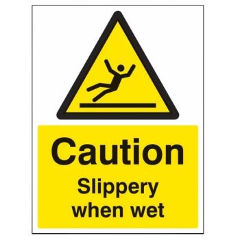 Caution Slippery When Wet Sign - Rigid Plastic - 400 x 300mm - 14229K