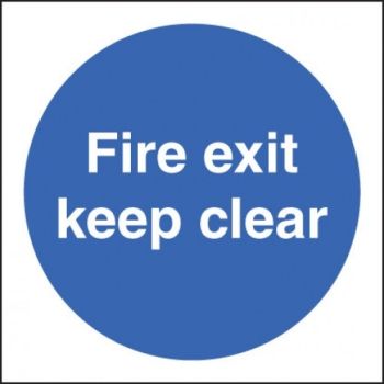 Double Sided Fire Exit Keep Clear Sign - Self-Adhesive - 100 x 100mm - 59246