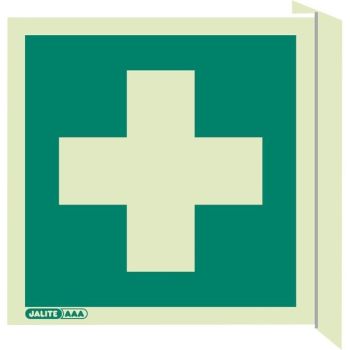 Jalite 4175/FS20 Wall Mounted Double Sided First Aid Sign - Photoluminescent