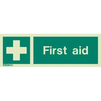 Jalite 4236M Photoluminescent First Aid Sign - 80 x 200mm