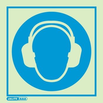 Jalite 5094E Photoluminescent Wear Ear Protection PPE Safety Sign - 200 x 200mm