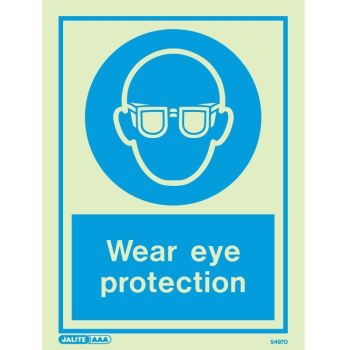 Jalite 5497D Photoluminescent Wear Eye Protection PPE Safety Sign