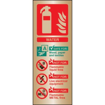 Brass Water Fire Extinguisher ID Sign - 59182