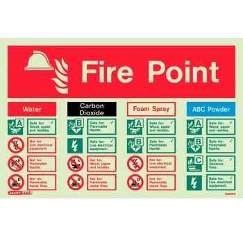 Jalite 6390DD Photoluminescent Fire Point Extinguisher ID Sign 225 x 300mm