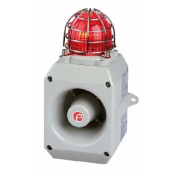 E2S D2XC1X10DC024AB1A1G/R Alarm Horn Sounder & Xenon Strobe Beacon 24V DC - Grey Body With Red Lens