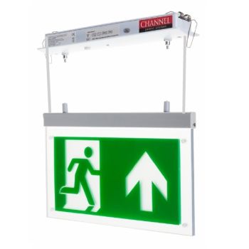 Channel E/RZ/M3/LED/R Razor LED Emergency Exit Sign - Hanging Recessed With Up Arrow