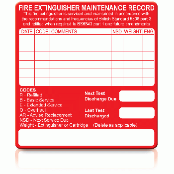 Fire Extinguisher Maintenance Label - Pack of 50