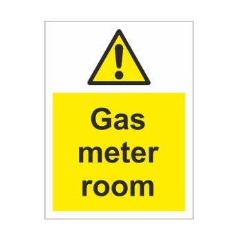 Gas Meter Room Sign - 75 x 100mm - Rigid Plastic Material