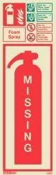 6398H Jalite Rigid PVC Photoluminescent Foam Extinguisher Missing ID Sign 390 x 130mm