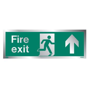 Jalite Rigid PVC Metal Effect Fire Exit Sign With Up Arrow - ME436