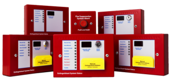 Kentec K1821-13 Sigma A-SI Extinguishant Status Unit - 6 Lamp - Mode Select - Red - Surface - UL Approved