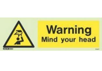 Jalite 7044PT Warning Mind Your Head Sign - Photoluminescent (Rigid PVC Version)