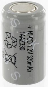 Yuasa 1AAZ330 1.2V 330mAh Ni-Cad 1/2 AA Cell Battery