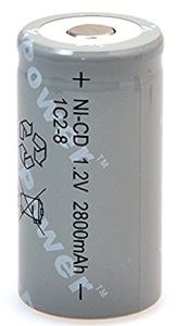 Yuasa 1C2-8 1.2V 2800mAh Ni-Cad C Cell Battery