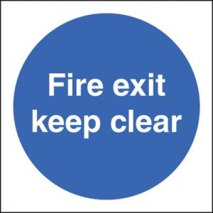 Fire Exit Keep Clear Sign - Self-Adhesive Vinyl - 80 x 80mm - 21606B