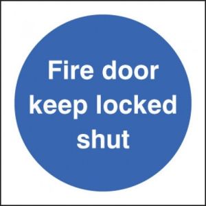 Fire Door Keep Locked Shut Sign - Self-Adhesive Vinyl - 100 x 100mm - 21621U