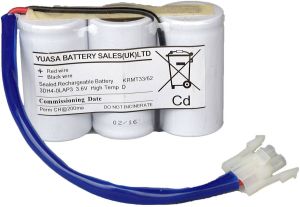 Yuasa 3DH4-5LAP3 3.6V 4500mAh Ni-Cad Battery With Leads and AMP Connector and Plate