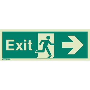 Jalite 405T Right Hand Exit Sign - Photoluminescent - 120 x 340mm