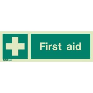 Jalite 4236PT Photoluminescent First Aid Sign - 100 x 300mm
