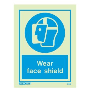 Jalite 5025D Photoluminescent Wear Face Shield Sign