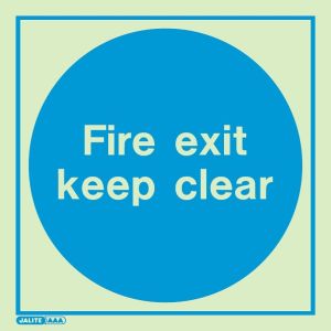 Jalite 5257E Fire Exit Keep Clear Sign - 200 x 200mm - Photoluminescent