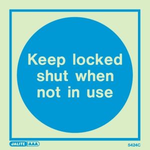 Jalite 5424C Fire Door Keep Locked Shut When Not In Use Photoluminescent Sign - 150 x 150mm