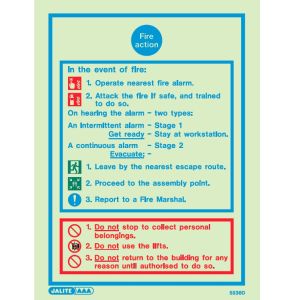 Jalite 5536D Fire Action Sign