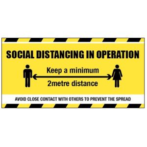 Social Distancing In Operation Banner - PVC With Mounting Eyelets - 58429