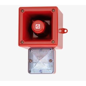 E2S AL105NXDC024R/C Industrial Sounder Beacon - 24V DC - Red Body Clear Lens - IP66