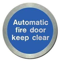 Jalite AL5141O Automatic Fire Door Keep Clear Disc - Aluminium With Self-Adhesive Backing