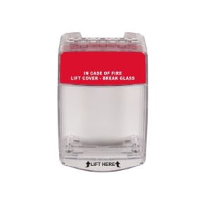 STI-15C30FR Euro Stopper Break Glass Cover With Red Shell - Integral Sounder & Relay - Surface Version
