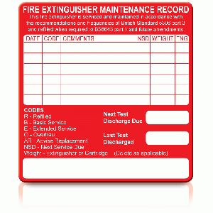 Fire Extinguisher Maintenance Label - Single Label