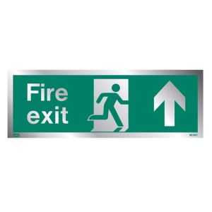 Jalite Rigid PVC Metal Effect Fire Exit Sign With Up Arrow - ME436