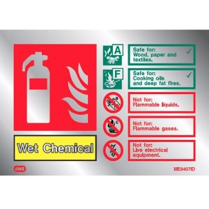 Jalite ME6407ID Metal Effect Wet Chemical Extinguisher ID Sign