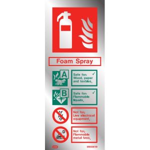 Polished Aluminium Metal Effect Foam Fire Extinguisher ID Sign - Jalite ME6361MR
