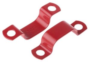 Fire Alarm Cable Saddle Clip - Plastic Coated Metal Single Clip - Red