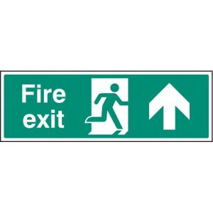 Fire Exit Sign - White - Up Arrow
