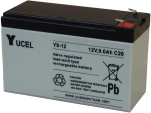 Yuasa Yucel Y9-12 Battery - 9Ah 12V Sealed Lead Acid Battery